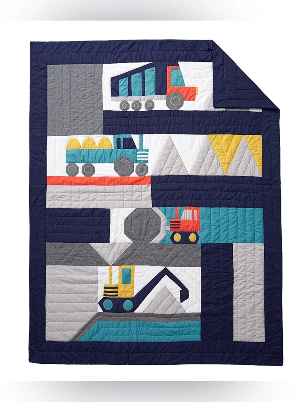 Pottery Barn Kids Jax Construction Quilt Full/Queen Size 100% cotton 86” x 86”